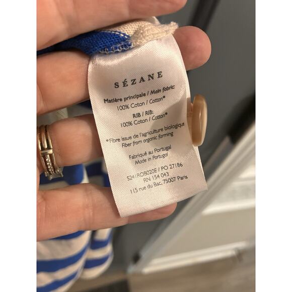 NWT Sezane Paris Emy Striped White Blue Cotton Dress Size XS - Picture 9 of 15